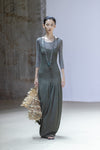 SWAYING/KNIT seamless three-quarter sleeve long skirt SW24SS2L15 gray green PS69